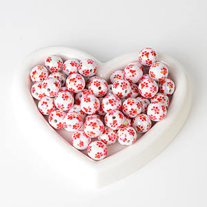 Perles rondes en acrylique plaqué couleur nacrée 16 mm, motif griffe de chat, pour la confection de chaînes de téléphone portable, porte-clés, accessoires de stylo, décoratifs - Product Image 4