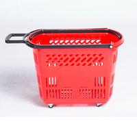 Panier de courses pliable à 4 roues en plastique écologique, capacité 50L, 2 poignées, conception à tirer, logo personnalisé pour une marque garantie