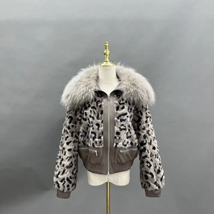 Chaqueta corta de piel con cuello peludo de invierno de lujo para mujer, abrigo de piel de visón <span class=keywords><strong>Real</strong></span> con piel de zorro - Product Image 3