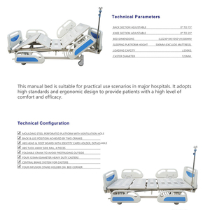 <span class=keywords><strong>Lit</strong></span> <span class=keywords><strong>d</strong></span>'hôpital manuel professionnel à 3 manivelles avec barrières latérales en ABS |   <span class=keywords><strong>Lit</strong></span> médical multifonctionnel pour les soins hospitaliers et à domicile |   Charge de 250 kg - Product Image 4