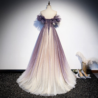 2024 Neues Sommer-Damenkleid Elegantes Schulterfreies Langes Chorkleid Lila Abendkleid