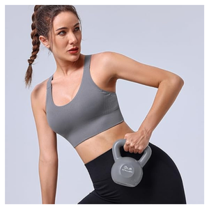 Soutien-gorge d'entraînement côtelé sans couture pour femme | Top court à encolure dégagée | Vêtements de fitness respirants et extensibles | Fabricant OEM/ODM - Product Image 5