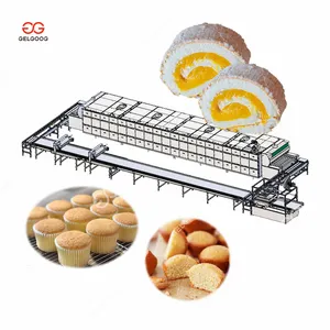 Fully Automatic Baking Equipment Cream Cake Maker Sponge Cake Production Line Cheese Cup Swiss Roll Cake Making Machine