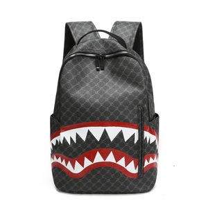 Eyes Shark Print <b>Backpack</b> 12 Inch <b>Laptop</b> Capacity Men's Casual Travel <b>Backpack</b> - Product Image 5