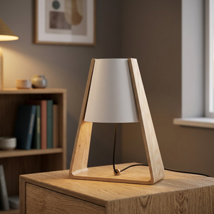 Lampe de table LED en bois massif blanc chaud, abat-jour cylindrique moderne, chauffe-bougie d'aromathérapie, lampe de bureau, ensemble cadeau pour salon - Product Image 3
