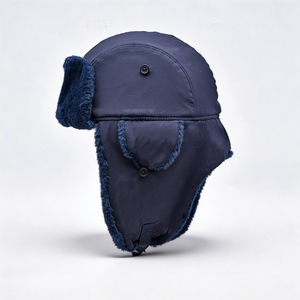 Men's Navy Blue Trapper <b>Hat</b> with Bear Embroidery, Faux Fur Lined Winter Aviator <b>Hat</b>, Windproof Ski <b>Hat</b> for Cold Weather - Product Image 2