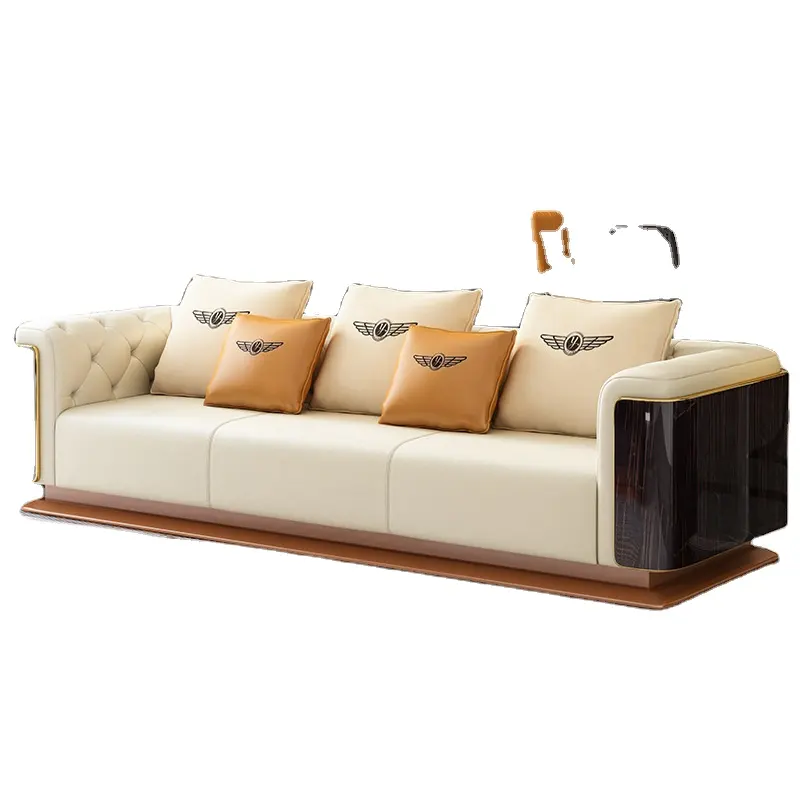 Set Sofa lantai 6 tempat duduk Arab, desain Italia Sofa kayu beludru Chesterfield Majlis lantai 9 tempat duduk Sofa Modern