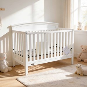 Modern Multi-functional Space-Saving Double Layer <b>Pine</b> Wood Storage Baby's Cot Convertible Nursery Crib - Product Image 1