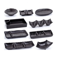 Vaisselle en porcelaine imitation petits plats noirs en mélamine noire Assiette à tremper