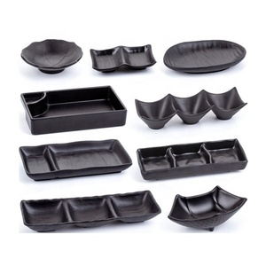 Vajilla de porcelana de imitación <span class=keywords><strong>Platos</strong></span> de material pequeño negro Vajilla de Melamina negra Plato de inmersión - Product Image 4