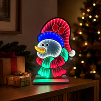 Lampada da Tavolo LED 3D a Forma di Pupazzo di Neve con Specchio Infinito, Decorazione Natalizia, Alimentazione AC/USB