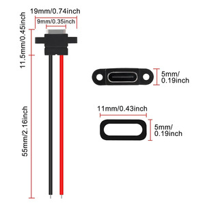 Connecteur <span class=keywords><strong>USB</strong></span> Type-C <span class=keywords><strong>femelle</strong></span> étanche 2P à <span class=keywords><strong>souder</strong></span>, câble d'extension <span class=keywords><strong>USB</strong></span>-C Pigtail, câble d'alimentation, prise <span class=keywords><strong>USB</strong></span>-C - Product Image 4