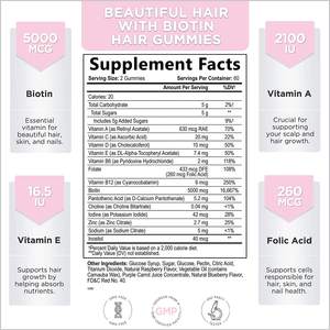 Livraison rapide, gommes à mâcher pour cheveux OEM avec biotine, meilleur complément pour la croissance des cheveux, gommes à mâcher au collagène, étiquette privée, gommes à mâcher à la biotine - Product Image 2