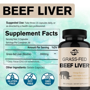 OEM ODM Hot Selling Beef <b>Liver</b> <b>Supplement</b> Grass Fed Beef <b>Liver</b> Powder Capsules - Product Image 4