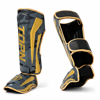 Protège-tibias Muay Thai en cuir PU avec logo personnalisé, directement de l'usine, pour MMA et Kickboxing, protection du cou-de-pied en mousse EVA haute densité