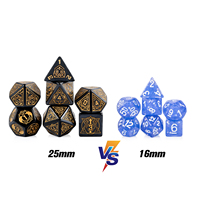 Lot de 7 dés de 25mm, en résine, pour jeux, D4 D6 D8 D10 D12 D20