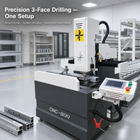 Machine de perçage et de fraisage verticale CNC pour profilés aluminium 800 mm, 3 axes, perçage 3 faces, 18 000 tr/min, haute rigidité pour fenêtres et portes intelligentes
