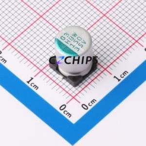 Condensateur électrolytique hybride solide-liquide en aluminium HBW151M1VTR-0810 SMD, D8xL10mm 150uF 20% 35V 8mm - Product Image 1