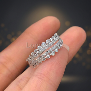 Anillo de compromiso Mishang de oro blanco de 18k con circonita y diamante cultivado en laboratorio, anillo de boda chapado en oro con media pavé, superventas - Product Image 3