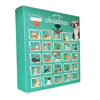 Boîte vide de calendrier de l'avent pour chien de Noël en carton recyclé avec revêtement UV et pelliculage mat pour emballage alimentaire biodégradable pour animaux de compagnie