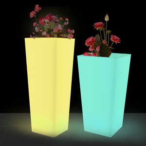 Nouveau produit, pot de fleurs lumineux LED décoratif multicolores de forme carrée, pot de fleurs en plastique - Product Image 3