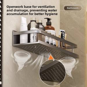 Estante de Almacenamiento de <span class=keywords><strong>Baño</strong></span> de Aluminio Gris Metálico de 2 Niveles, Resistente al Polvo y a la Humedad, <span class=keywords><strong>Sin</strong></span> Necesidad de Lavado, <span class=keywords><strong>Sin</strong></span> Perforaciones, Montado en la Pared, para Balcón - Product Image 4