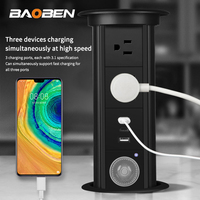 BAOBEN Multiprise électrique invisible sans fil, étanche, rechargeable par USB, intégrée au comptoir d'îlot de cuisine