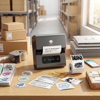 Printer Label Thermal Phomemo M221, Pembuat Label Bisnis 3-Inci 20-80mm, Label Barcode & Alamat untuk Kantor