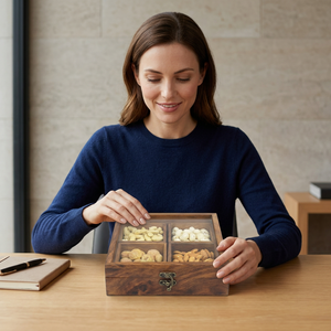 Four-Piece Eco-Friendly Wooden Spice <b>Box</b> Set with Spoon Lids Design for Salt & <b>Herbs</b> Includes Spice & Pepper Shakers - Product Image 1