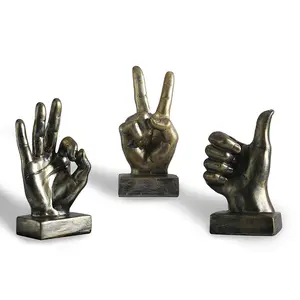 树脂模具手指手势书桌雕像手指雕塑创意家居客厅装饰