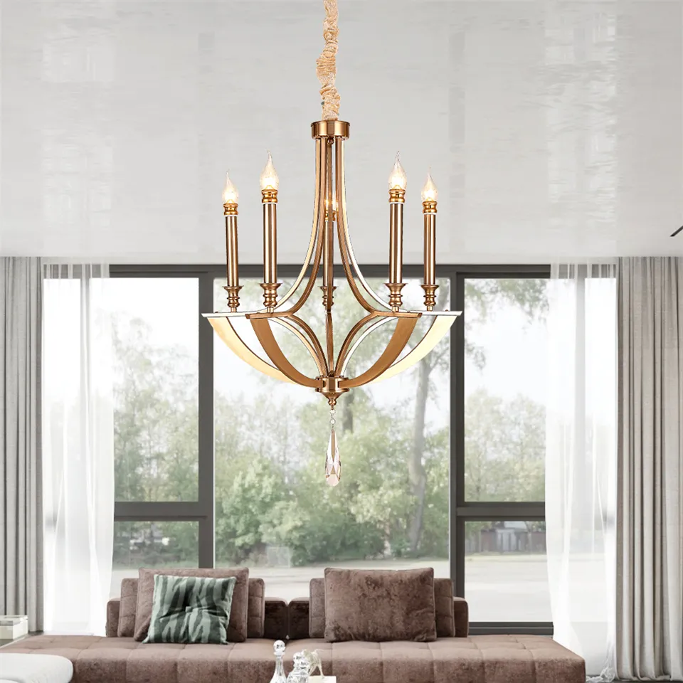 Living Room Light Ceiling Lamps Modern Cristal Chandelier Wrought Iron Lamp Classic Crystal Pendant
