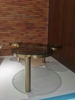Table basse combinée ronde en verre façonné