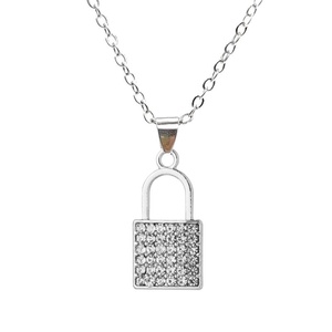 Collana con Ciondolo Lucido a Forma di Chiave e Lucchetto con Strass per Donna e Uomo, Gioielli con Catena per Clavicola, Regalo per Coppie e Migliori Amici - Product Image 5