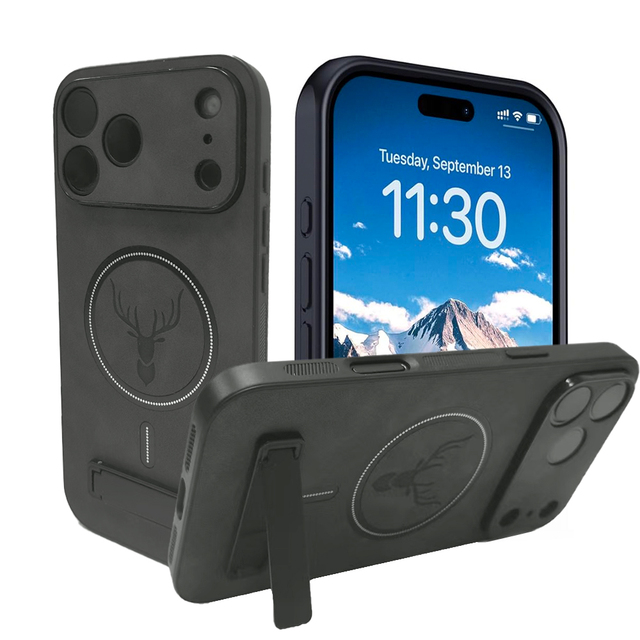 Magnetic Mobile Phone Case with Kickstand for iPhone 17 16 15 14 Pro Max Plus 13 12 11 Cases with Stand Back Cover with Holder