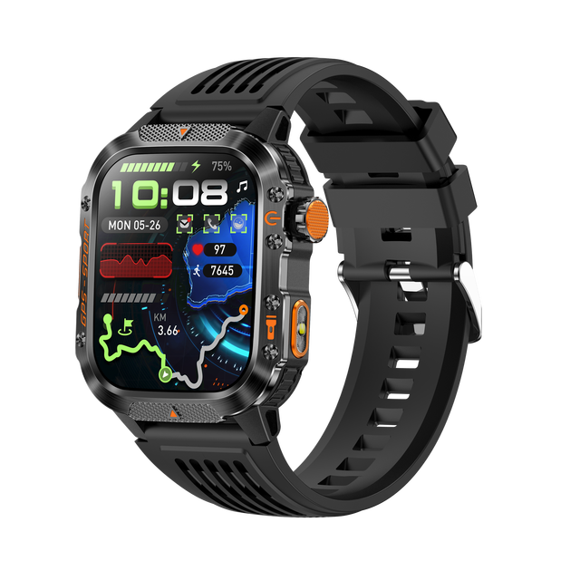 Outdoor GPS Smartwatch for Men with 2 Inch HD Screen, Compass, Altimeter, BT Call, IP68 Waterproof Fitness Watch