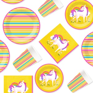 Ensemble de vaisselle jetable pour fête sur le thème des animaux jaunes DAMAI, assiettes, gobelets, serviettes en papier, décoration de fête pour enfants - Product Image 4