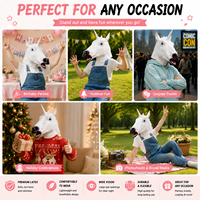 Masque en latex animal pour enfants : Cheval, Coq, Singe, Cochon, Léopard, Poisson – Accessoires de simulation pour Halloween et la Journée des Enfants