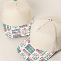 Gorra Trucker Premium Personalizada con Borde Impreso para Navidad, Estilo Urbano, Gorra de 5 Paneles con Logotipo Bordado, MOQ Bajo, Marcas, Plazo de Entrega Rápido