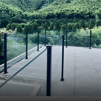 Rampe en verre sans cadre en acier inoxydable brossé noir, design résistant à la rouille, poteaux d'escalier en verre pour villa, appartement, balcon