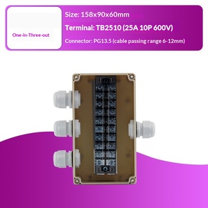 158x90x60mm Waterproof Junction Box One-in-three-out 25A Terminal <b>Block</b> PG13.5 Cable Gland Enclosure Terminal box - Product Image 2