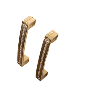 Manijas y Perillas Zamak MLP19 para Muebles, Herrajes para Gabinetes y Cajones, Tiradores de Lujo Europeos en Oro Brillante y Cristal Cromado - Product Image 2