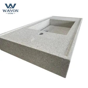 Bianco di cemento di cemento terrazzo lavabi e lavelli per il bagno made in China