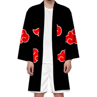 Japanischer Anime-Umhang Bühnenkostüme Rot Bedruckter Kimono-Mantel Unisex Cosplay-Robe