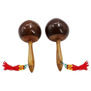 Maracas en bois de noix de coco Orff en gros, instrument de percussion pour enfants, instrument de musique rythmique, hochet, jouet maracas - Product Image 1
