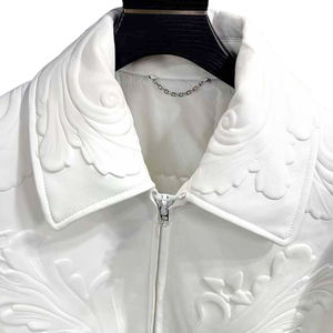 Giacca da Uomo Varsity <span class=keywords><strong>College</strong></span> Letterman di Lusso Personalizzata in Vera Pelle Impermeabile Nera con Stampa a Rilievo - Product Image 5