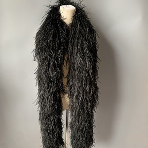 Commercio all'ingrosso <span class=keywords><strong>bianco</strong></span> e nero 15-20 cm 10 Ply piuma di struzzo Boa per vestiti da festa decorazione tessuto piuma abito di pizzo - Product Image 2