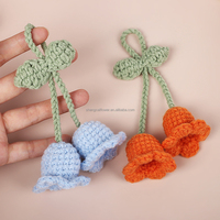 Offre Spéciale créatif tricoté orchidée fleur porte-clés breloques Crochet fleur pendentif pour clé de voiture sac à main téléphone fournitures