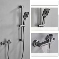 Robinet de douche mural en laiton à poignée unique avec barre coulissante pour jet de pluie, pommeau de douche carré, design moderne, finition polie