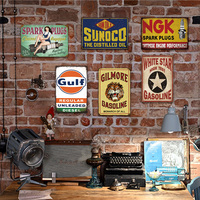 Letrero Metálico Retro Sunoco Oil, Decoración de Pared con Temática de Gulf Oil para Taller de Reparación de Autos, Garaje, Cueva de Hombre, Decoración de Autos