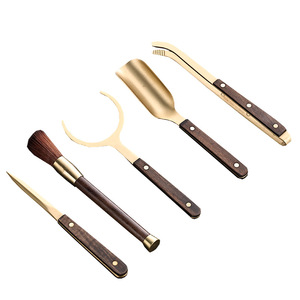 The Five Gentlemen Of <b>Tea</b> Ceremony <b>Tea</b> Tools <b>Set</b> Wooden Handle Brass Kung Fu <b>Tea</b> Accessories For Afternoon <b>Tea</b> - Product Image 5